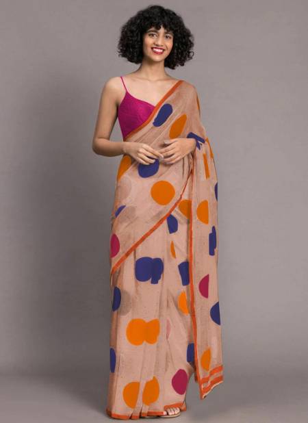 Cream Colour VARNI AMAZIA Fancy Designer Party Wear Soft Cahnderi Original Digital Printed Saree Collection 2405